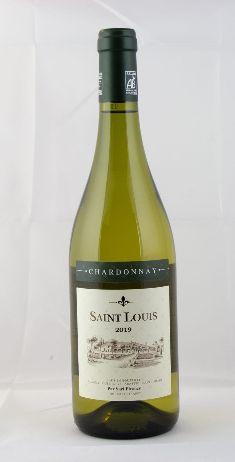 Flasche Bio-Chardonnay vom Château Saint Louis, trockener Weißwein