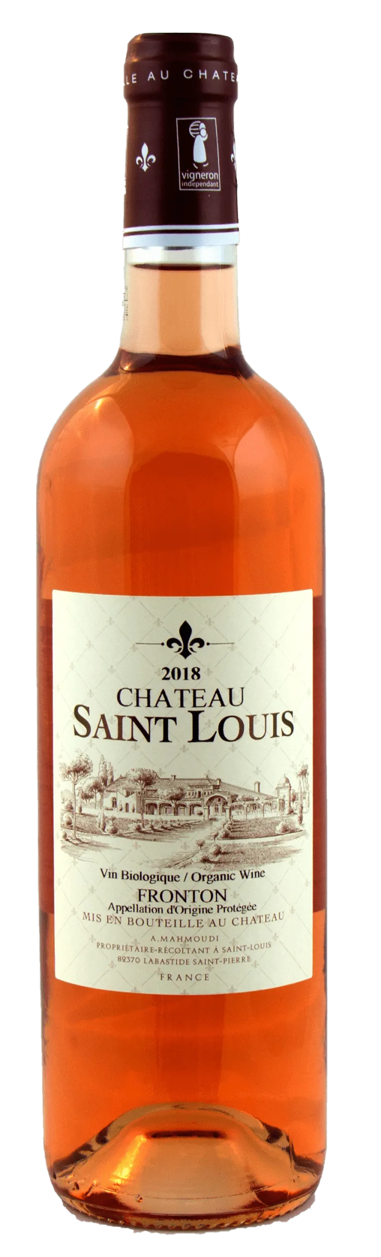 Bottiglia di rosato biologico del Château Saint Louis, AOC Fronton