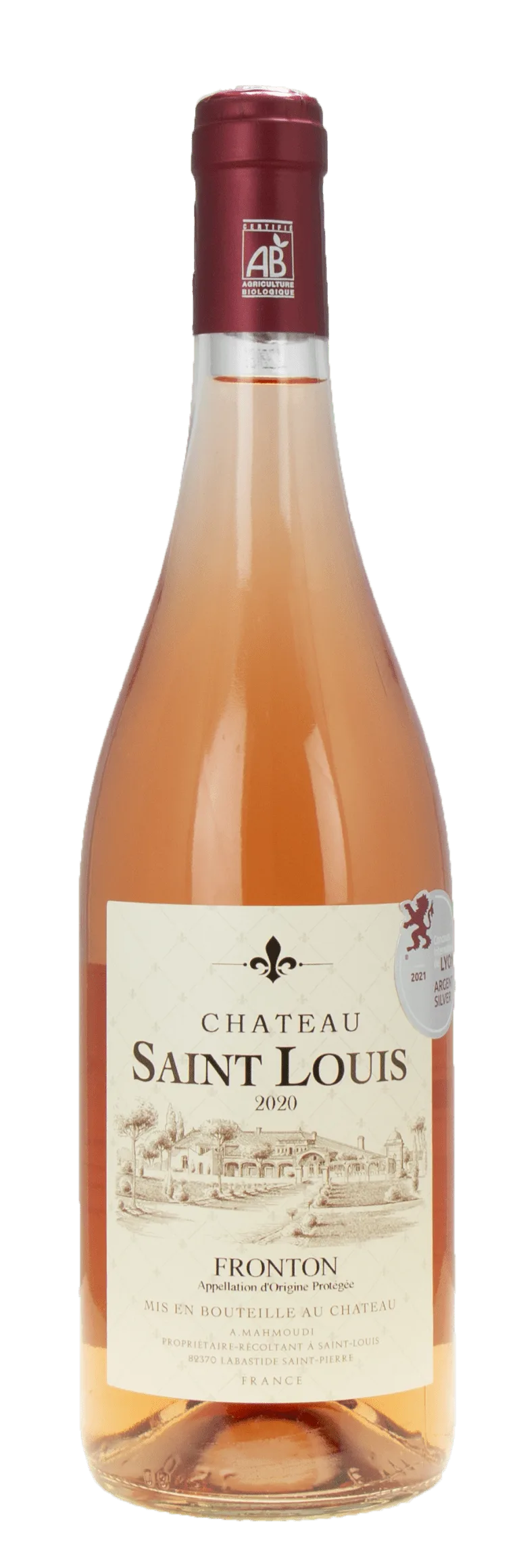 Bottiglia di rosato biologico del Château Saint Louis, AOC Fronton
