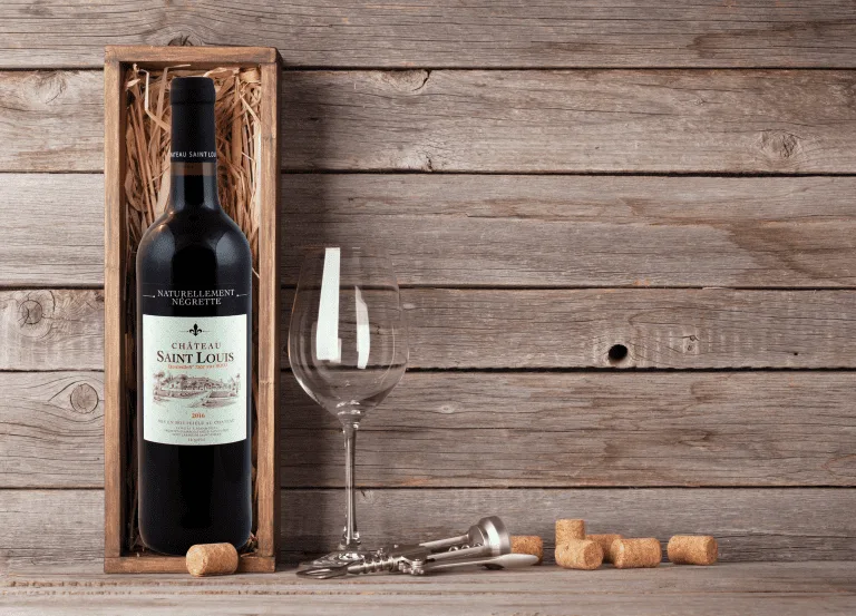 Bottles of organic wine from Château Saint Louis, AOC Fronton