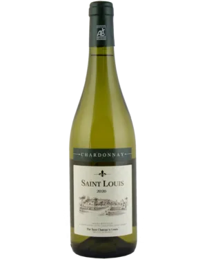 Imagem da garrafa Domaine SAINT LOUIS Chardonnay 2020 : "Garrafa de Chardonnay 2020 do Domaine SAINT LOUIS, um vinho branco seco orgânico premiado, que reflecte a riqueza e a delicadeza do terroir Comté Tolosan".