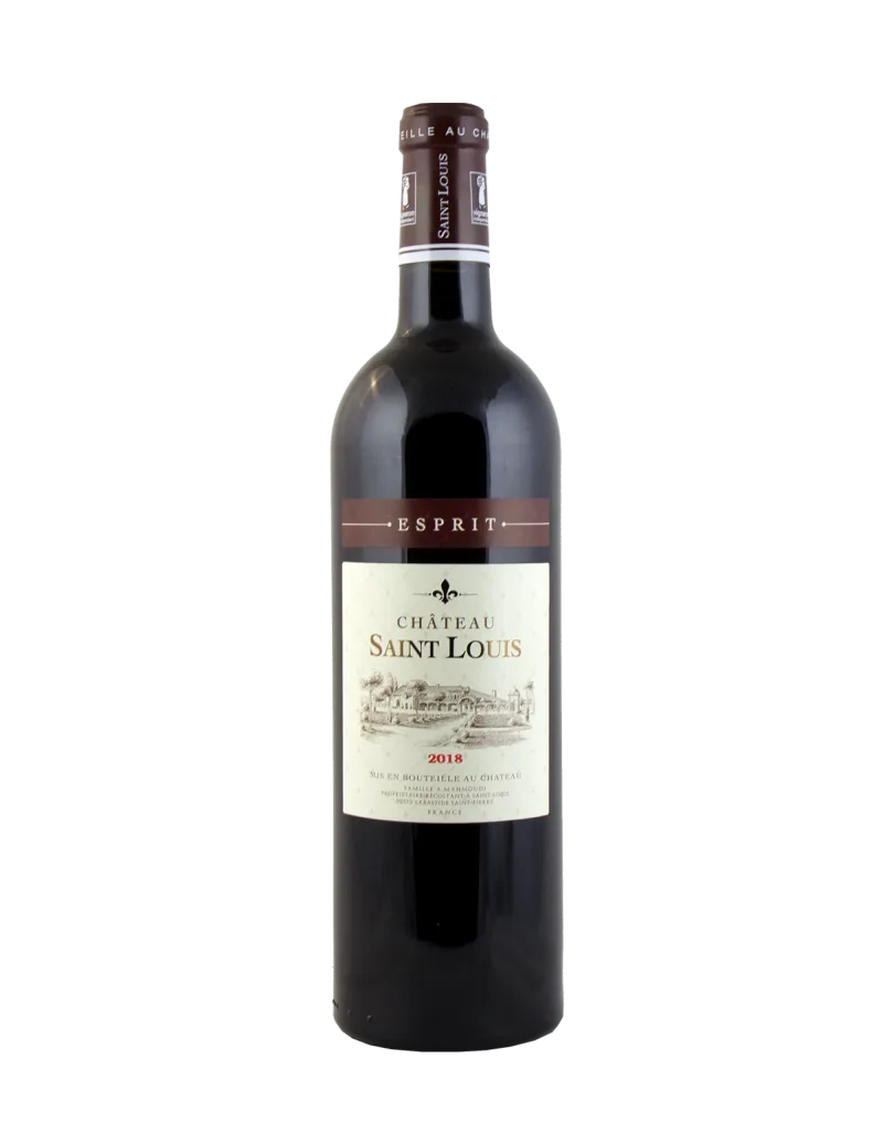 Verres élégants d'Esprit 2018 accompagnant la bouteille primée, reflétant un assemblage unique et un élevage en fûts de chêne soigné.