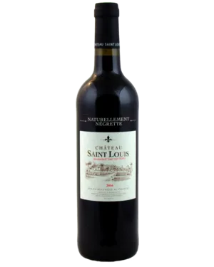 Bouteille de vin 'Naturellement Négrette 2016 BIO', affichant une étiquette élégante avec des inscriptions en vert et noir, évoquant son caractère biologique et son millésime 2016