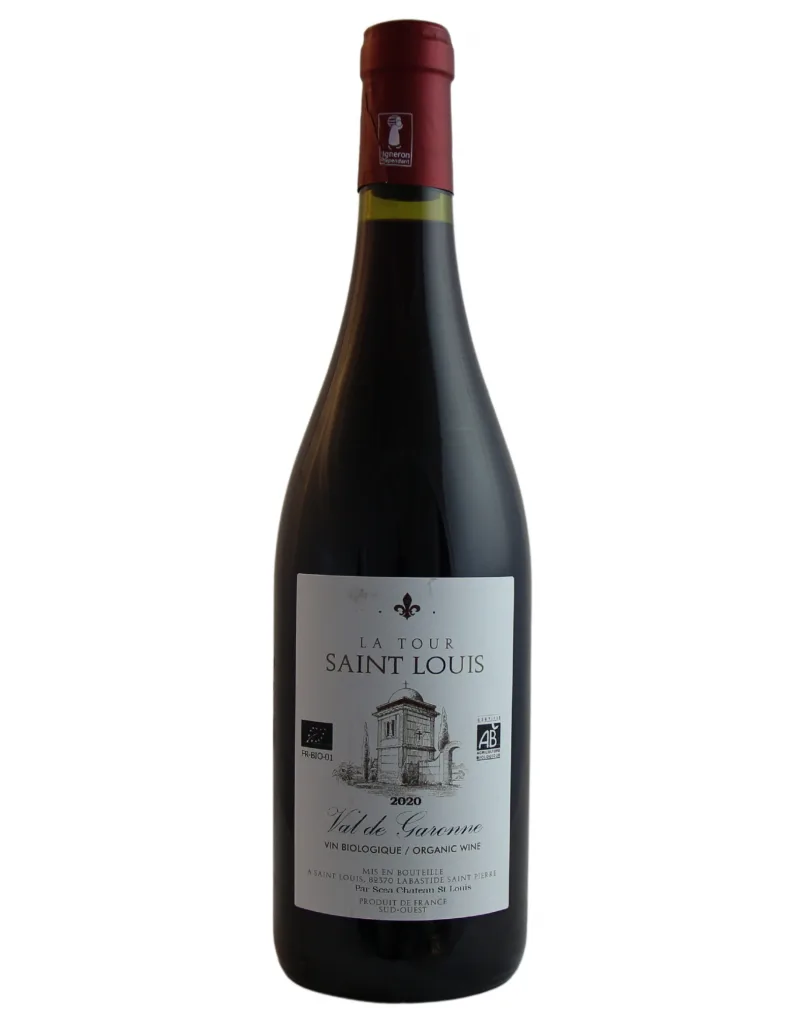 Image de la bouteille LA TOUR : "Bouteille de LA TOUR, un vin rouge raffiné provenant d'un vignoble biologique, incarnant la fusion parfaite des meilleurs cépages du Sud-Ouest."