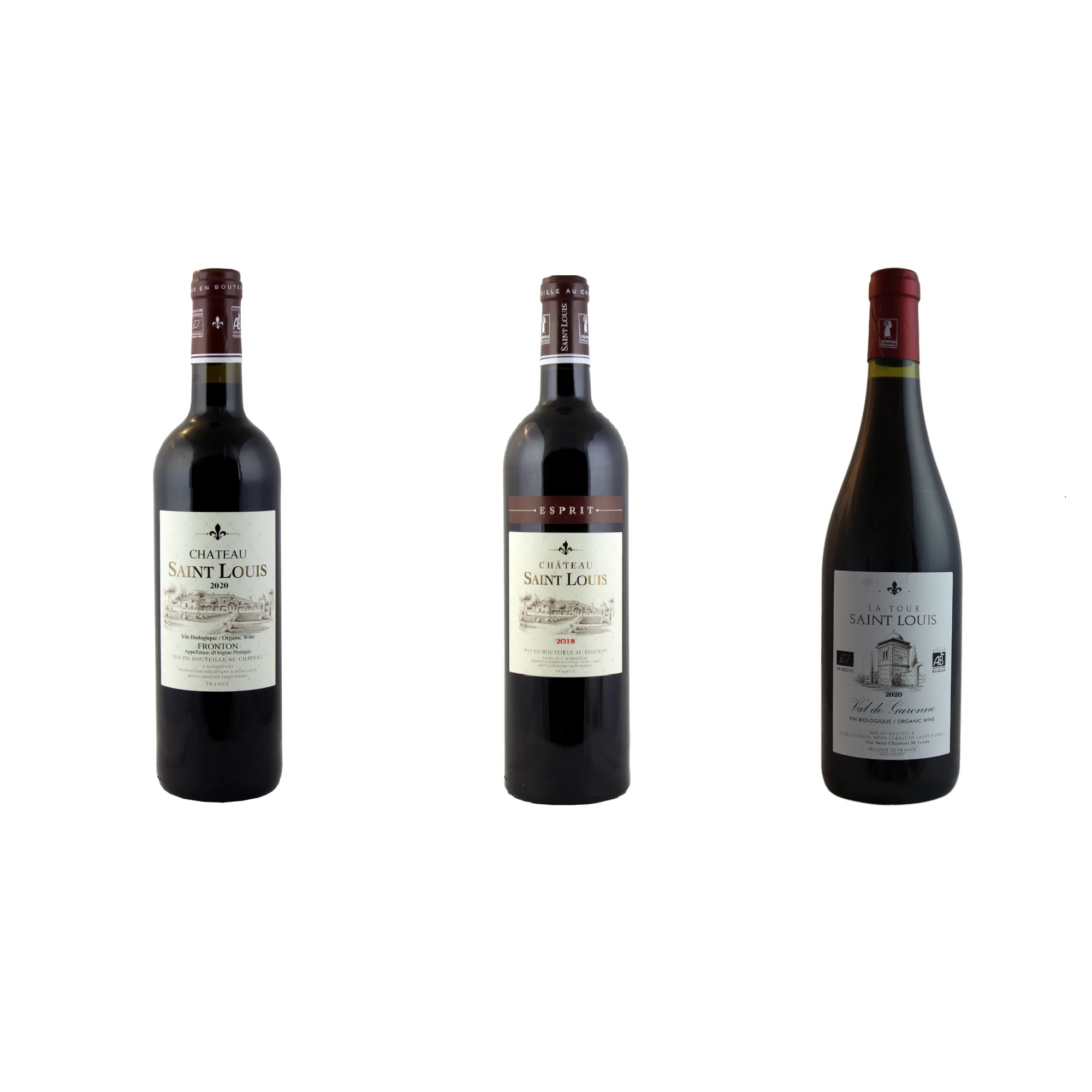 Tenuta vinicola Château Saint Louis Fronton Passion rouge Lotto A: tre bottiglie di vino rosso biologico